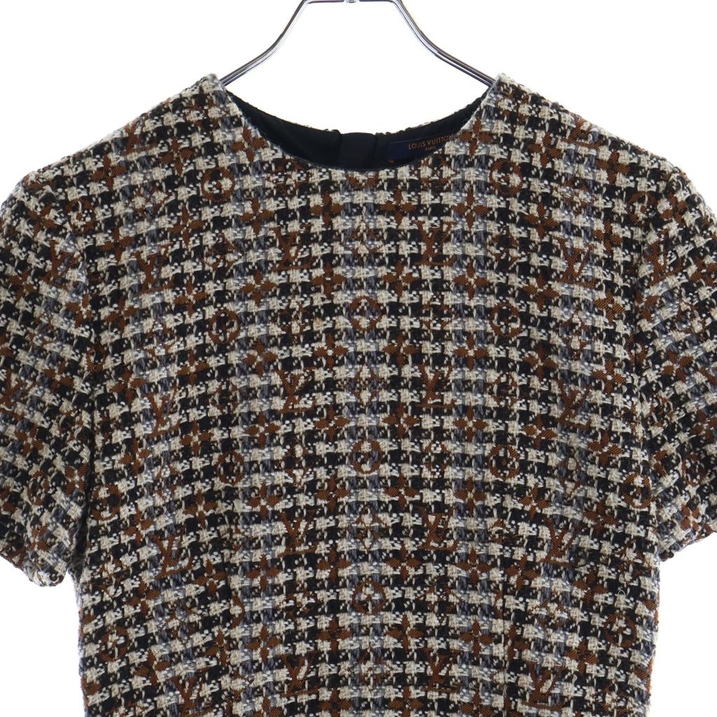 Louis Vuitton 22 AW Monogram All Over Print Gold Button Belt Design Tweed Short — view 3