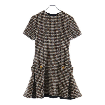 Louis Vuitton 22 AW Monogram All Over Print Gold Button Belt Design Tweed Short