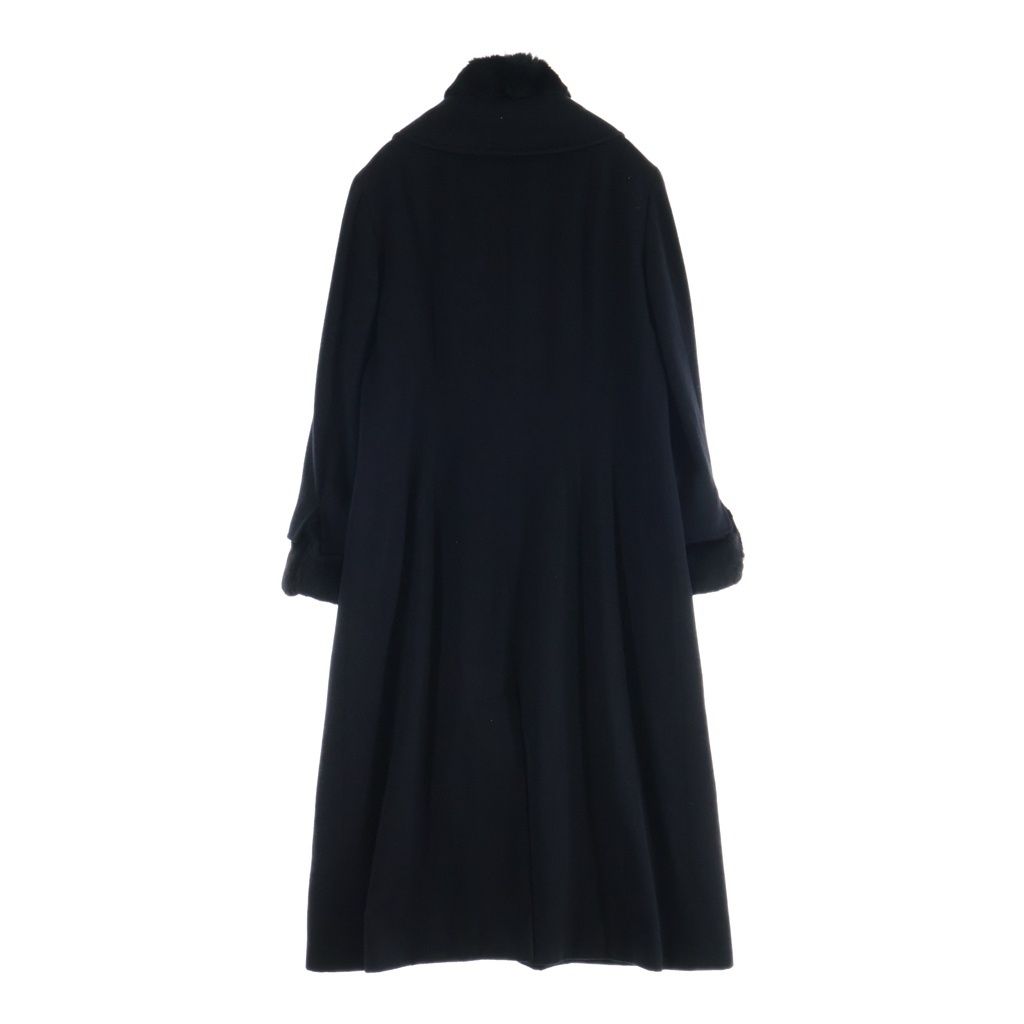 Chanel Rabbit Fur Cashmere Long Coat Black — view 2