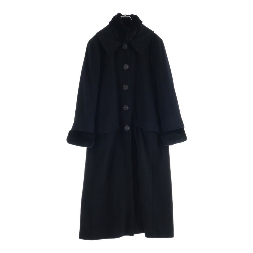 Chanel Rabbit Fur Cashmere Long Coat Black