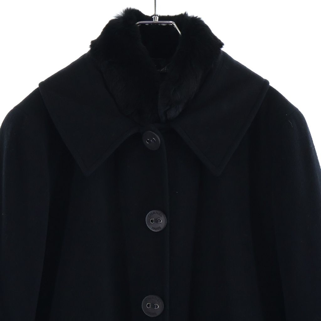 Chanel Rabbit Fur Cashmere Long Coat Black — view 3