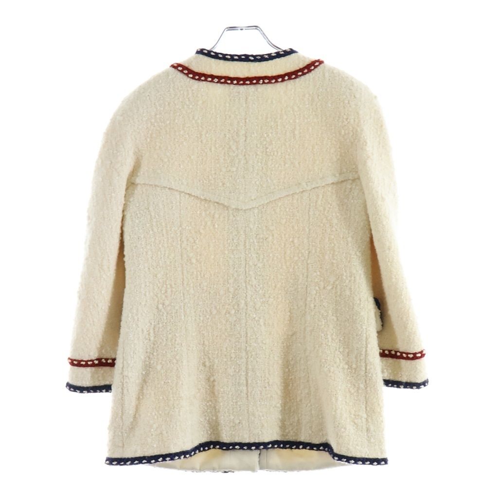 Chanel Tweed Collarless Long Jacket Ivory White Tricolor — view 2