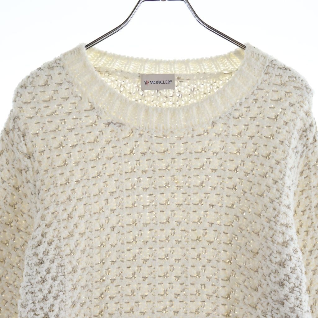 Moncler 25 SS Boucle Cotton Texture Knit Sweater White — view 3