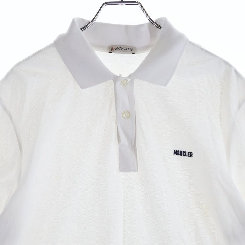 Moncler Chest Logo Embroidery Sleeve Patch Short Polo Shirt White — view 3