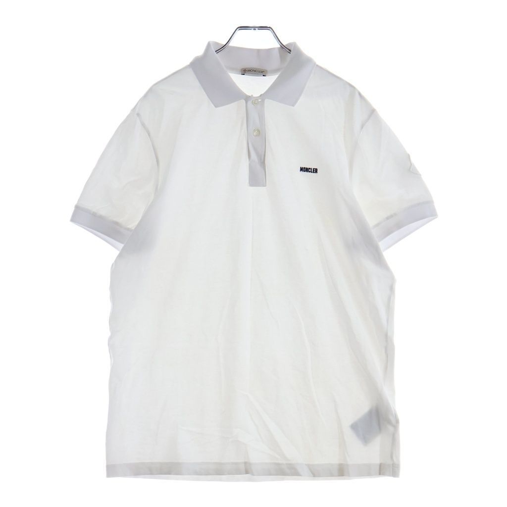 Moncler Chest Logo Embroidery Sleeve Patch Short Polo Shirt White