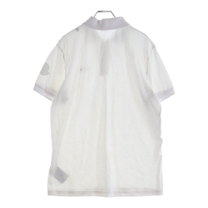 Moncler Chest Logo Embroidery Sleeve Patch Short Polo Shirt White — view 2