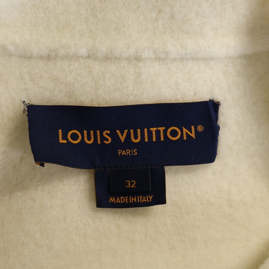 Louis Vuitton Alpaca Clip Monogram Lambskin Accent Chain Design Front Coat White — view 6