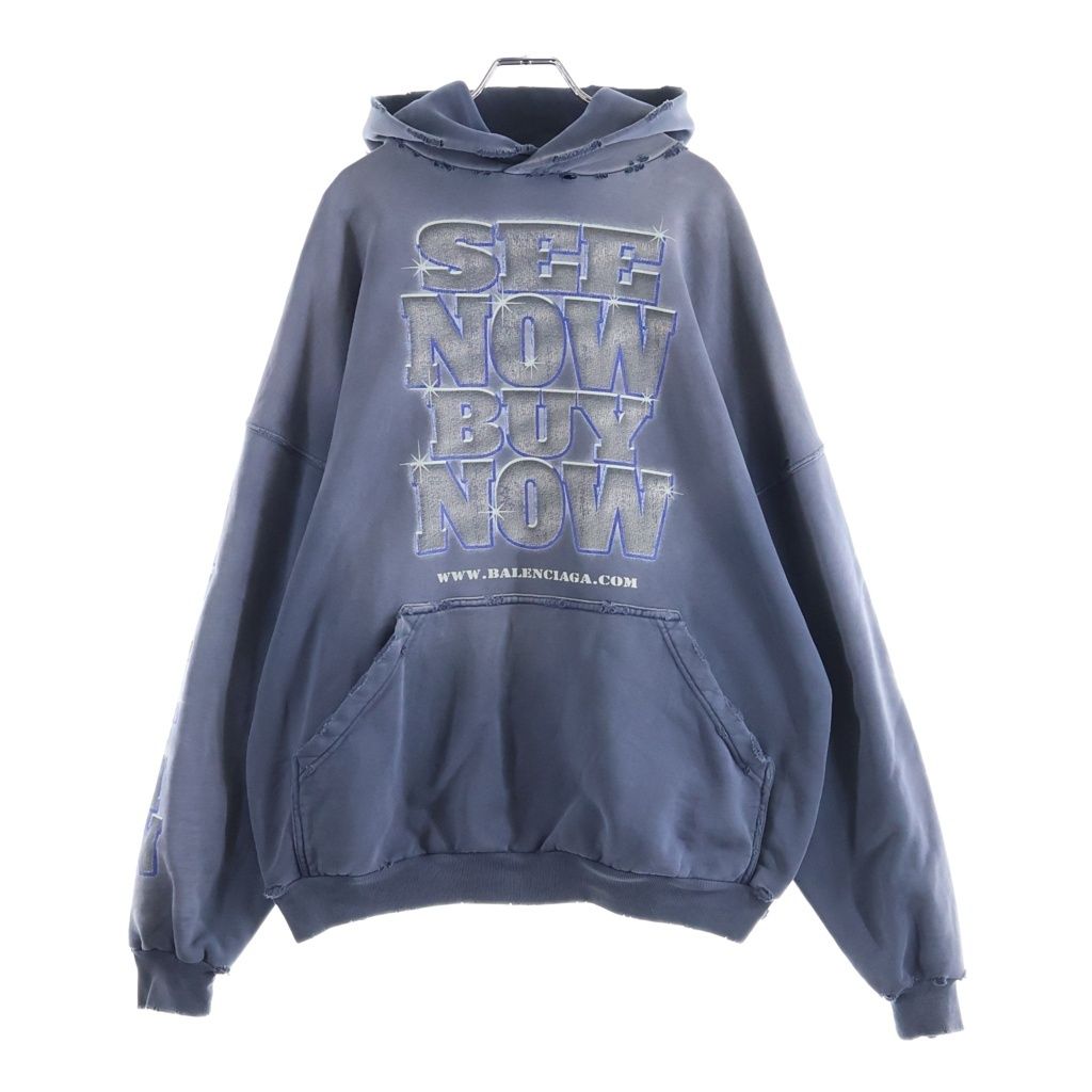 Balenciaga 24 SS Large Fit Hoodie Washed Blue