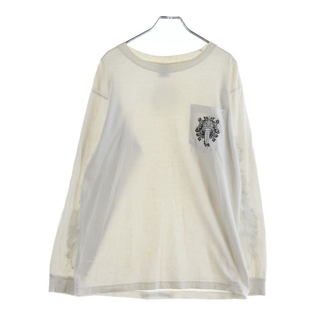 Chrome Hearts Vintage Sleeve Floral Horseshoe Print Long T-Shirt Black White — view 2