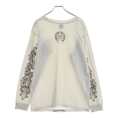 Chrome Hearts Vintage Sleeve Floral Horseshoe Print Long T-Shirt Black White