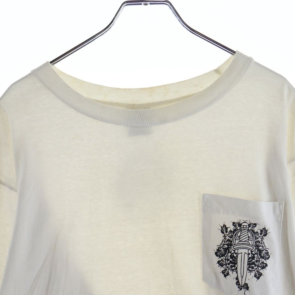 Chrome Hearts Vintage Sleeve Floral Horseshoe Print Long T-Shirt Black White — view 3