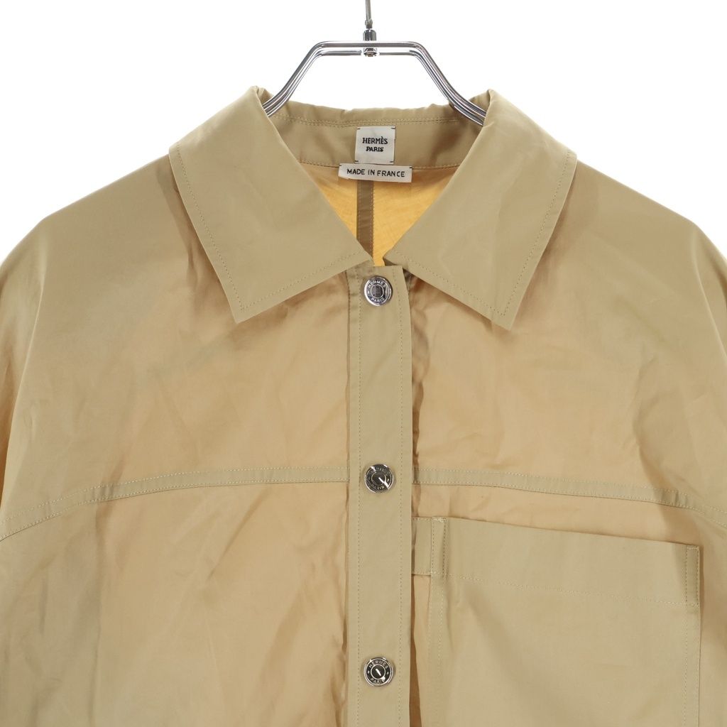 Hermes Clou de Selle Sellier Buttons Snap Button Long Sleeve Shirt Beige — view 3