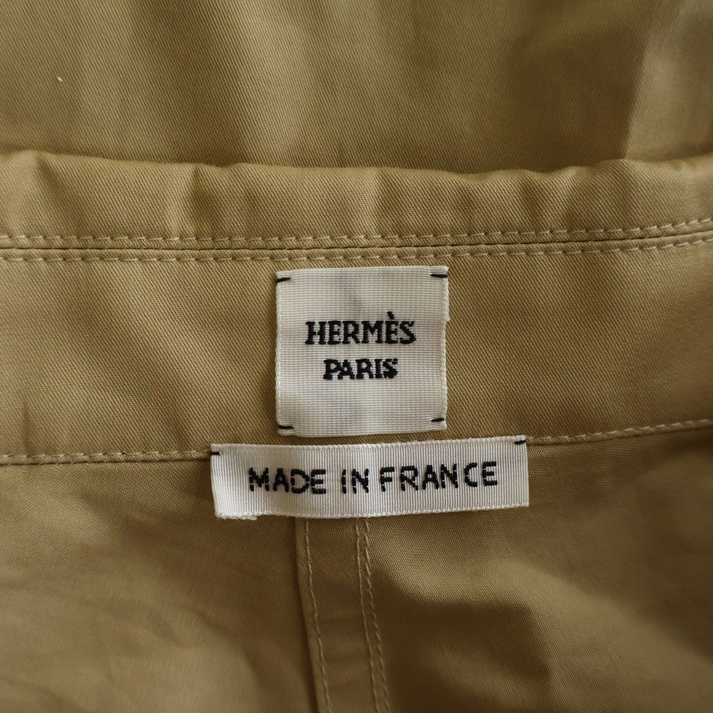 Hermes Clou de Selle Sellier Buttons Snap Button Long Sleeve Shirt Beige — view 6