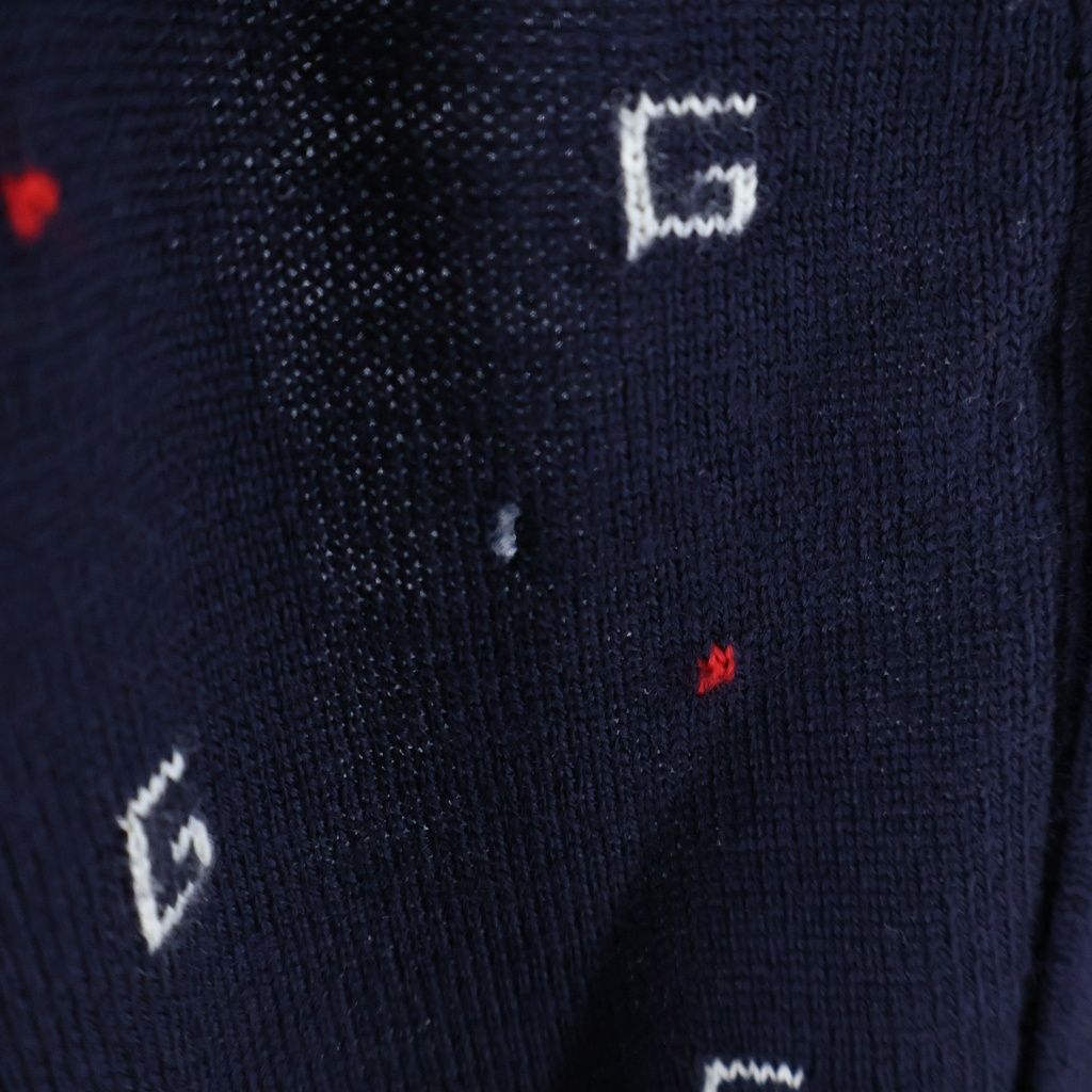 Gucci 19 SS Wool Jacquard Cardigan Logo Embroidery Navy — view 5