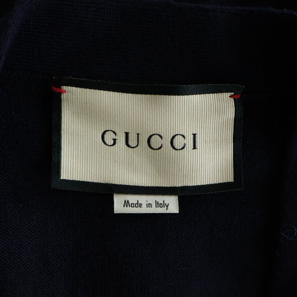 Gucci 19 SS Wool Jacquard Cardigan Logo Embroidery Navy — view 6