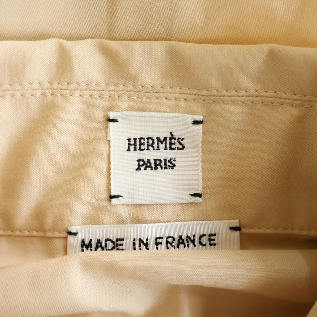 Hermes Sellier Buttons Cartouche Slider Zip Up Long Sleeve Shirt Beige — view 6