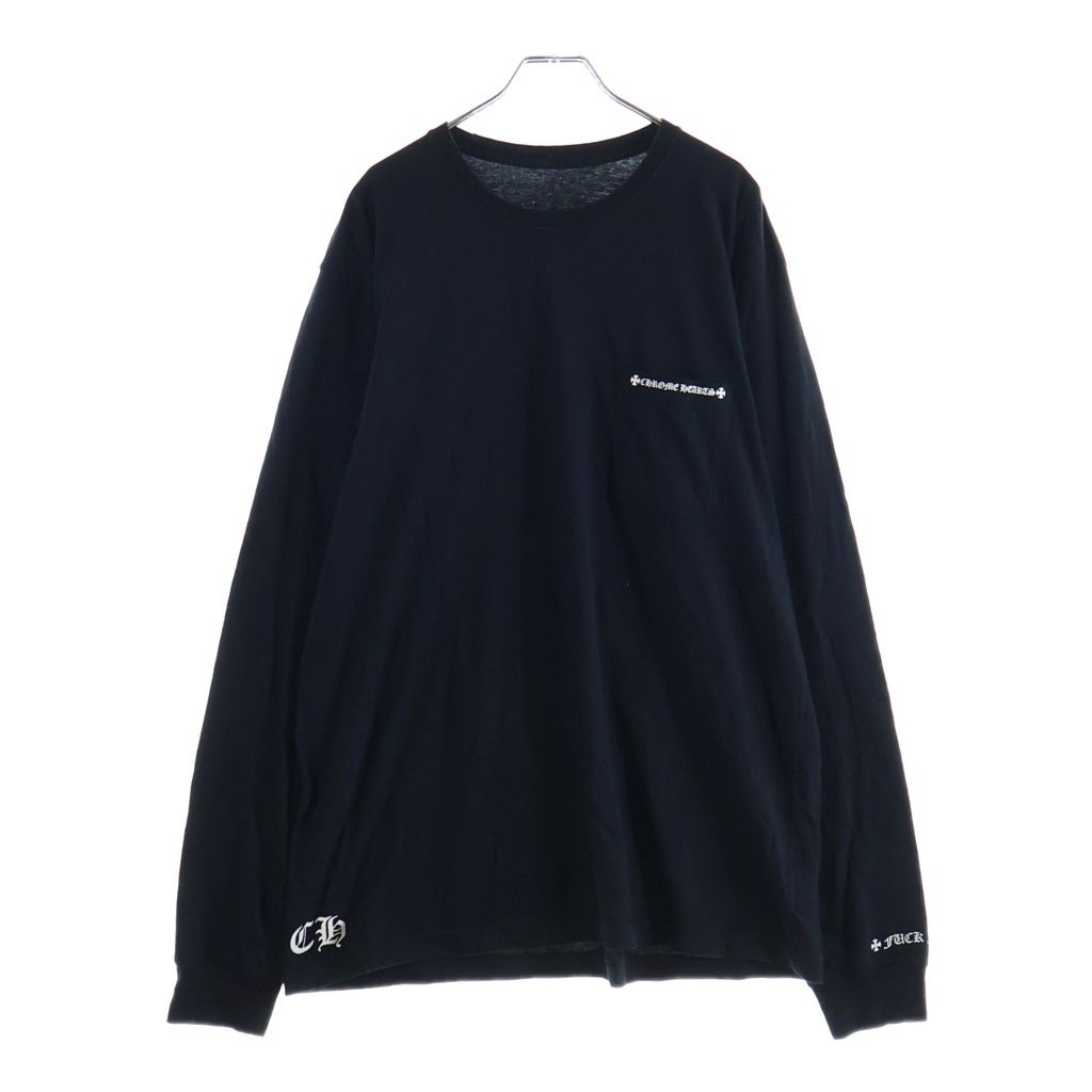 Chrome Hearts Logo Print Long Sleeve T-Shirt Crew Neck Top Black — view 2