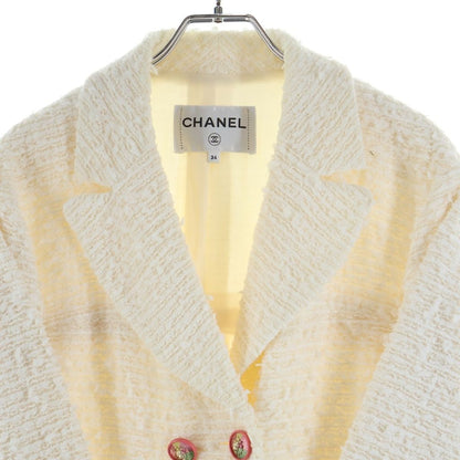 Chanel Lion Button Double Breasted Tweed Jacket Ivory — view 3