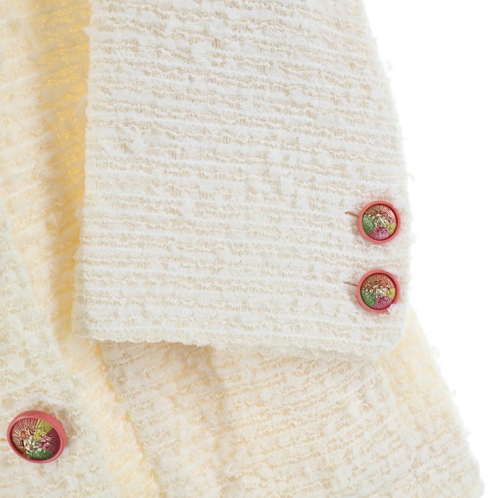 Chanel Lion Button Double Breasted Tweed Jacket Ivory — view 4