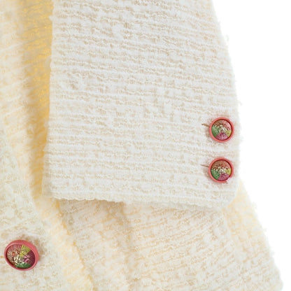 Chanel Lion Button Double Breasted Tweed Jacket Ivory — view 4
