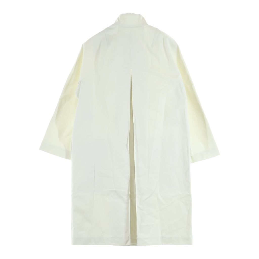 Hermes Sellier Buttons Stand Collar Cotton Twill Long Coat White — view 2