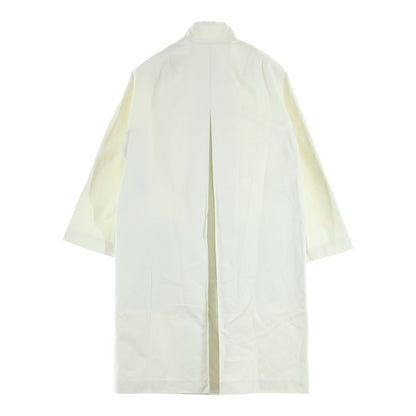 Hermes Sellier Buttons Stand Collar Cotton Twill Long Coat White — view 2
