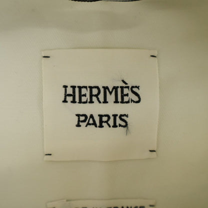 Hermes Sellier Buttons Stand Collar Cotton Twill Long Coat White — view 6