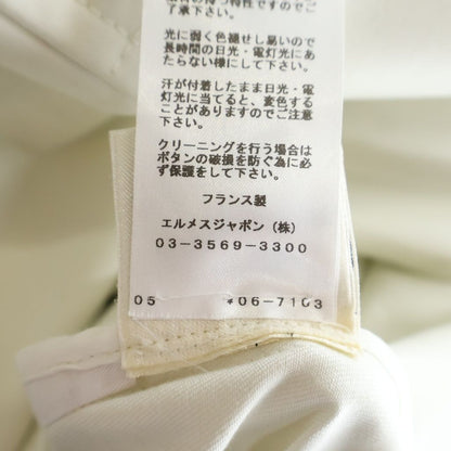 Hermes Sellier Buttons Stand Collar Cotton Twill Long Coat White — view 8