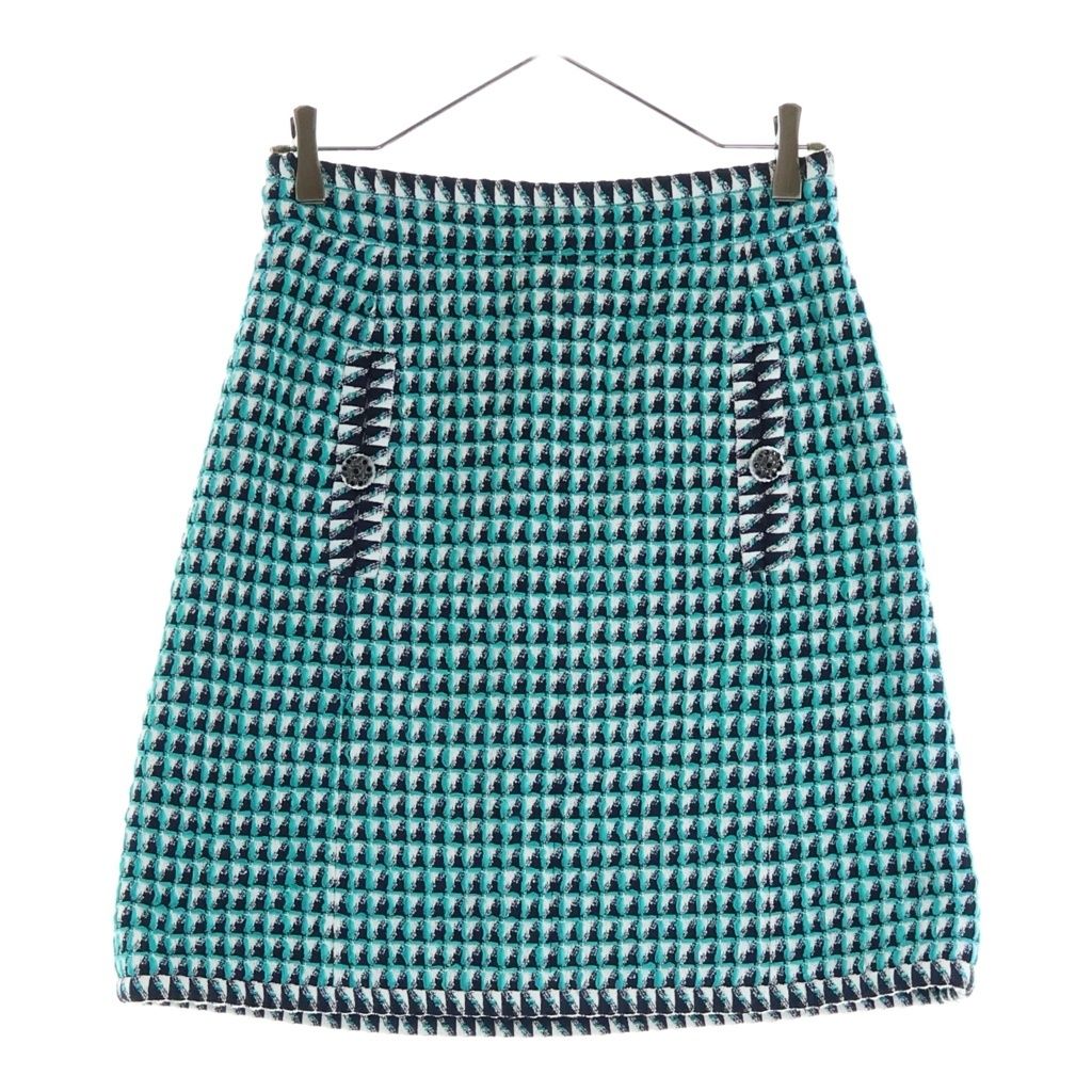 Chanel Gripoix Button Tweed Mini Skirt Green
