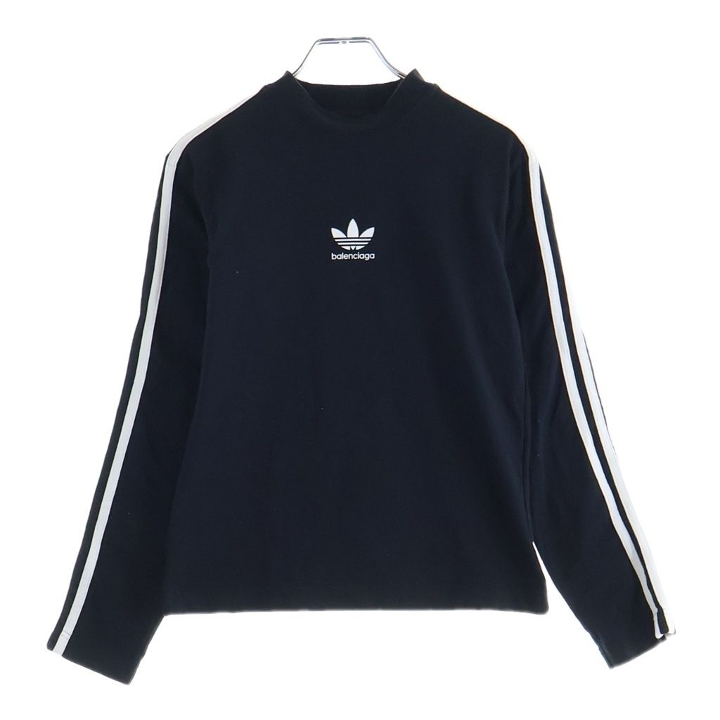 Balenciaga Adidas Logo Print Side Three Line Long Sleeve T-Shirt Black