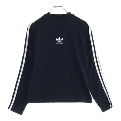 Balenciaga Adidas Logo Print Side Three Line Long Sleeve T-Shirt Black