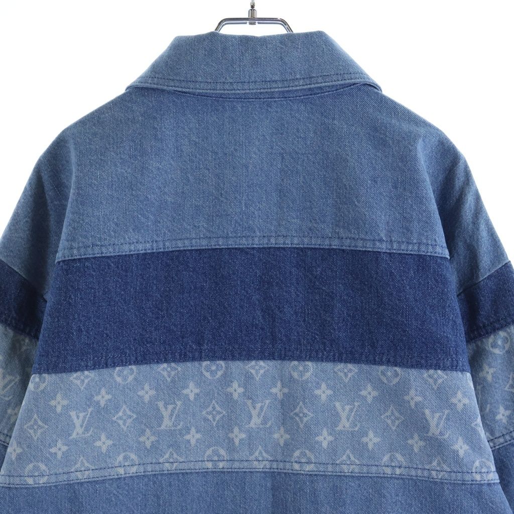 Louis Vuitton Monogram Patchwork Denim Long Sleeve Paneled Polo Shirt — view 4