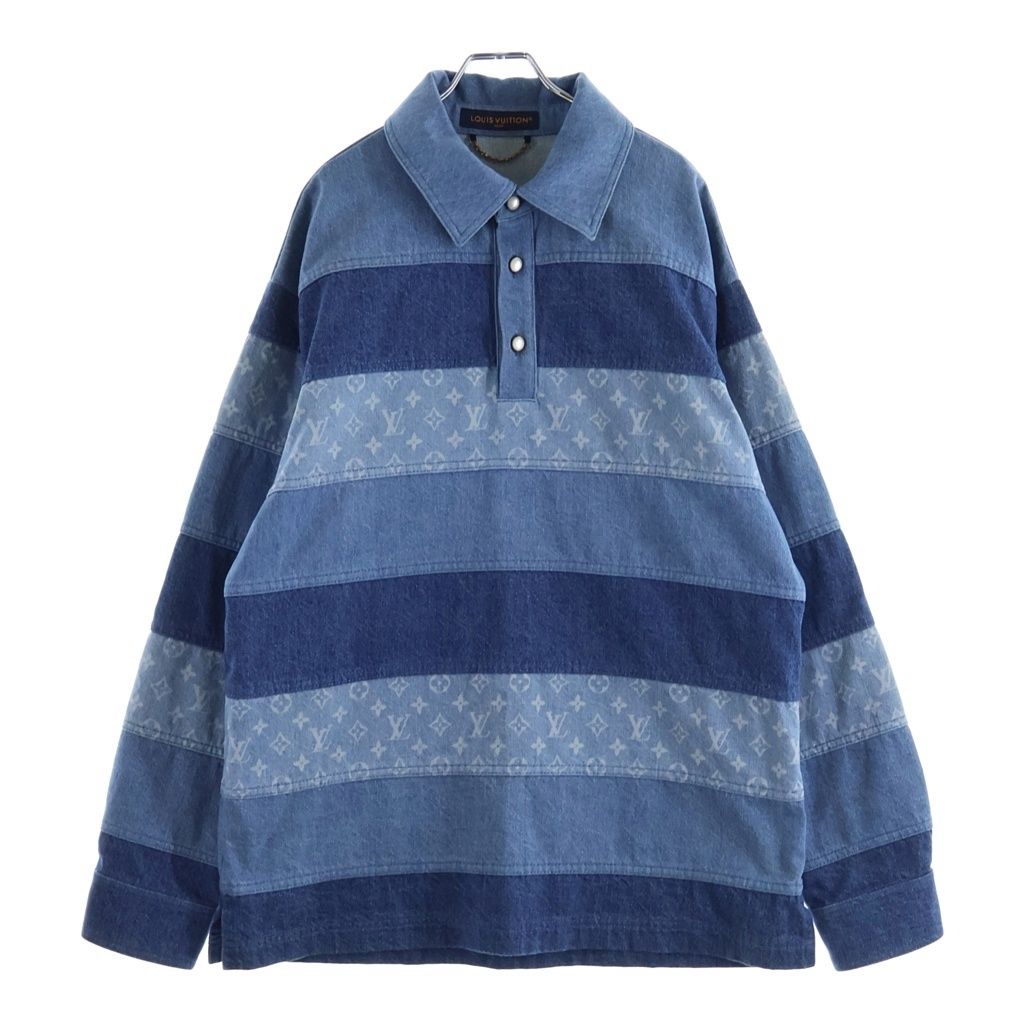 Louis Vuitton Monogram Patchwork Denim Long Sleeve Paneled Polo Shirt