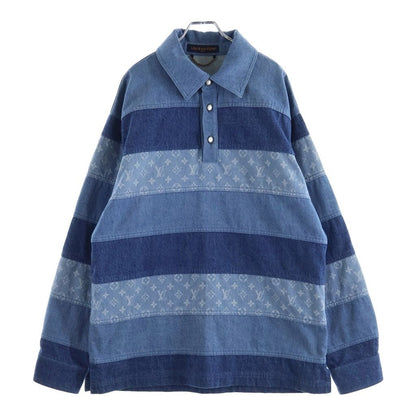 Louis Vuitton Monogram Patchwork Denim Long Sleeve Paneled Polo Shirt