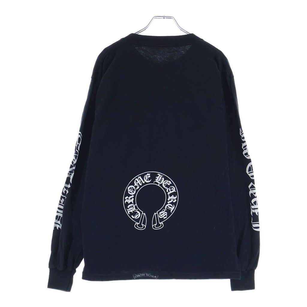 Chrome Hearts Vintage CH Long Sleeve 1 Horseshoe Printed T-Shirt Crew Neck Black — view 2