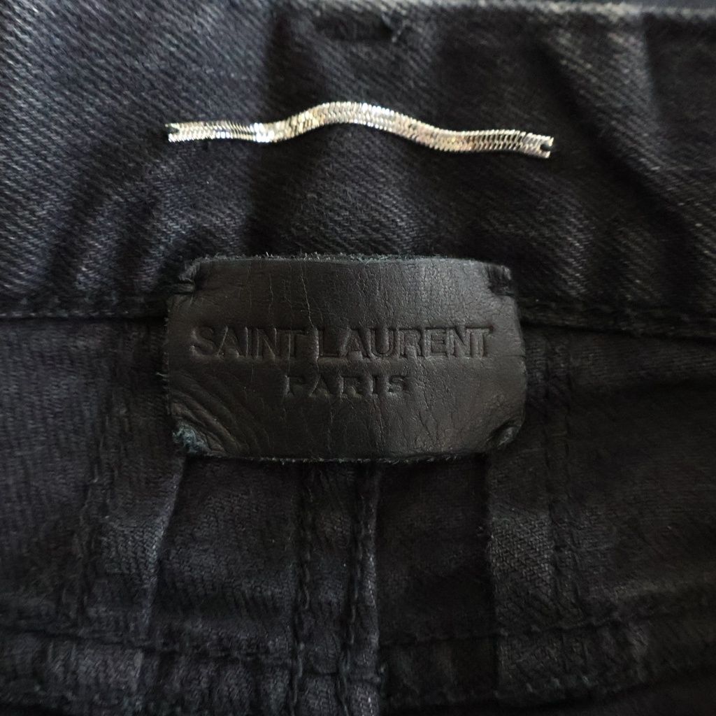Saint Laurent Paris Skinny Denim Pants Black — view 6