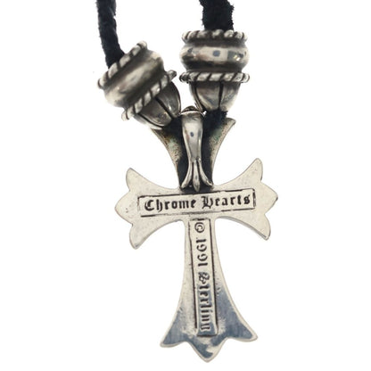 Chrome Hearts CH CL Small CH Cross Crimp Leather Braid Necklace Silver Black — view 3