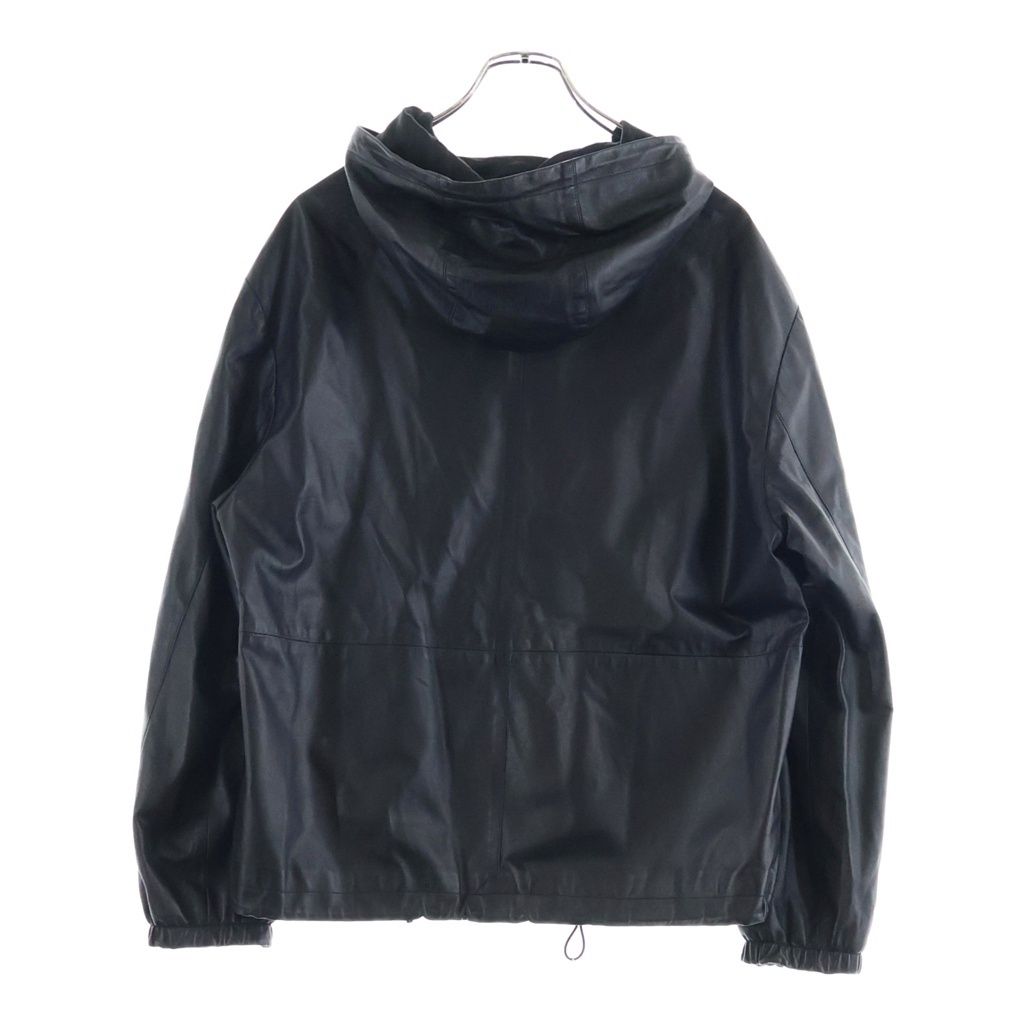 Miu Miu Logo Nappa Leather Hoodie Black — view 2