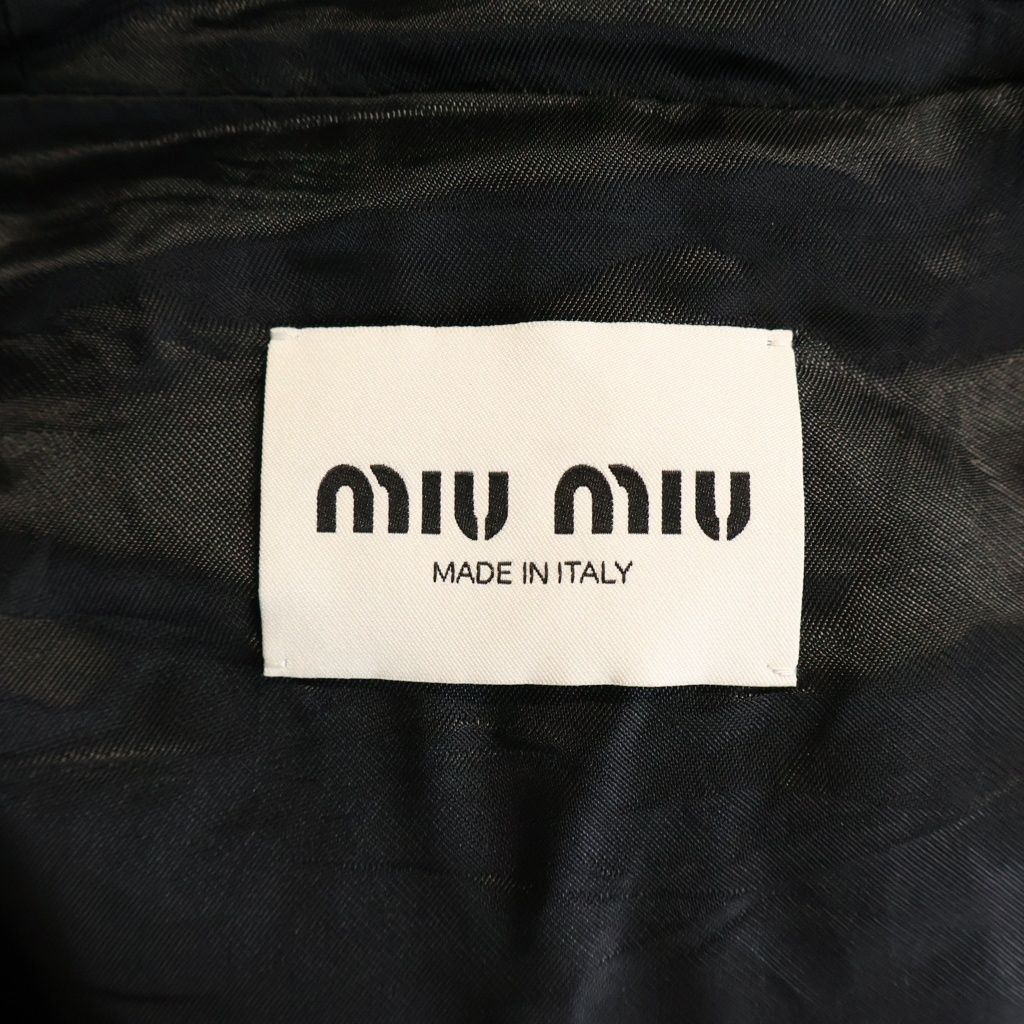 Miu Miu Logo Nappa Leather Hoodie Black — view 6