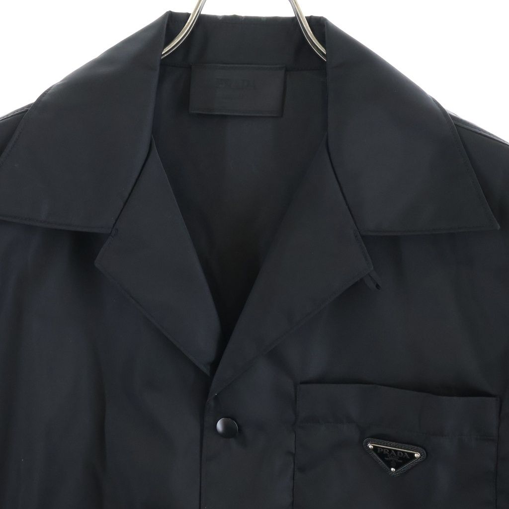 Prada Re-Nylon Short Sleeve Shirt Triangle Logo Nylon Open Collar Snap Button — view 3