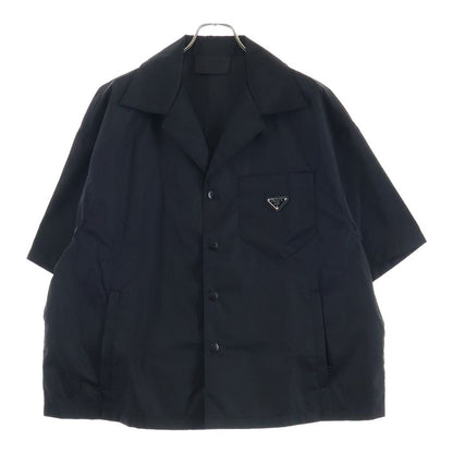 Prada Re-Nylon Short Sleeve Shirt Triangle Logo Nylon Open Collar Snap Button