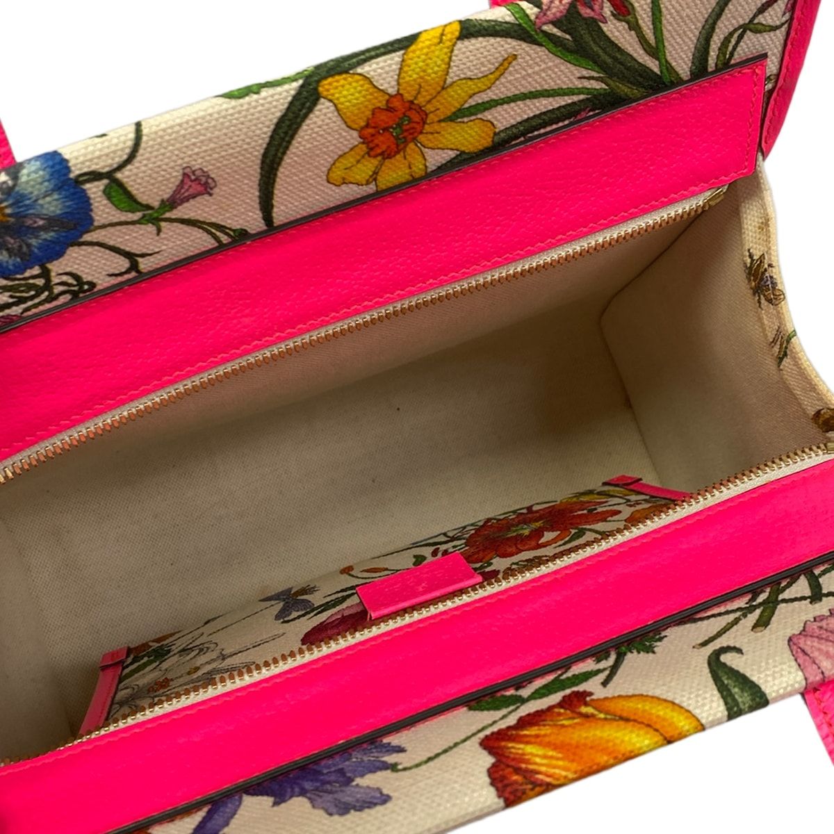 Gucci Handbag Flora White Pink Multi Floral Leather — view 7