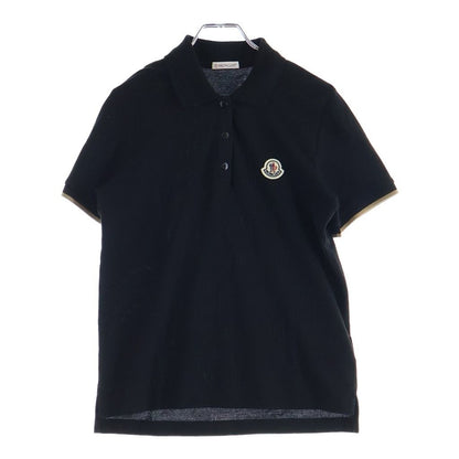 Moncler Patch Logo Cotton Short Sleeve Polo Shirt Black