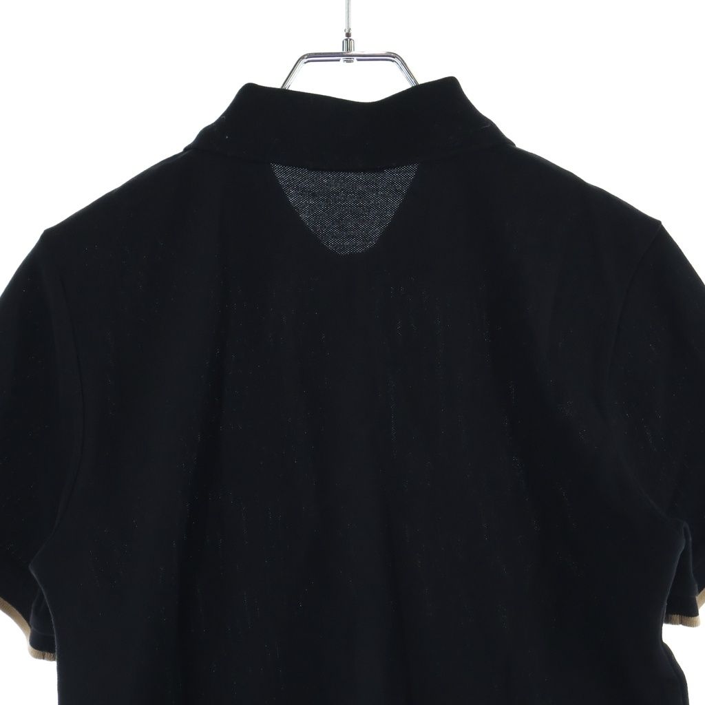 Moncler Patch Logo Cotton Short Sleeve Polo Shirt Black — view 4