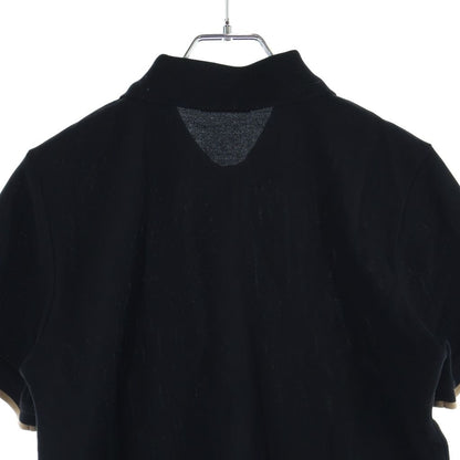 Moncler Patch Logo Cotton Short Sleeve Polo Shirt Black — view 4