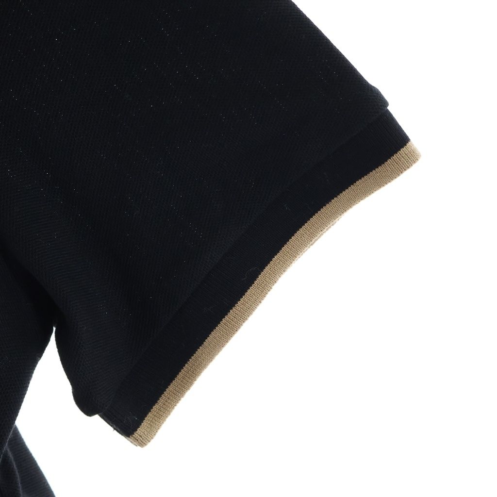 Moncler Patch Logo Cotton Short Sleeve Polo Shirt Black — view 5