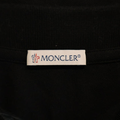 Moncler Patch Logo Cotton Short Sleeve Polo Shirt Black — view 7