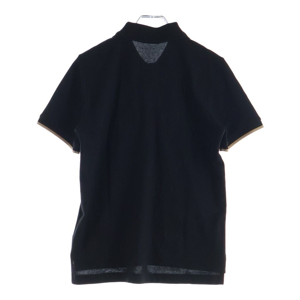 Moncler Patch Logo Cotton Short Sleeve Polo Shirt Black — view 2