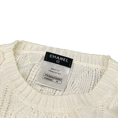 Chanel Long Sleeve Sweater S White Cotton 34 — view 8