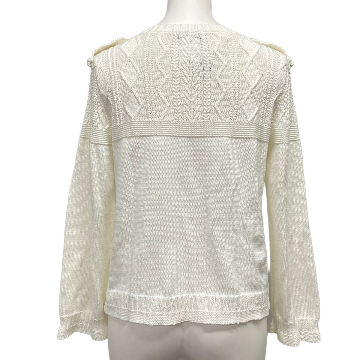 Chanel Long Sleeve Sweater S White Cotton 34 — view 2